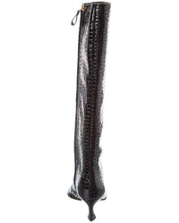 Alexandre Birman Croc-Embossed Patent Knee-High Boot