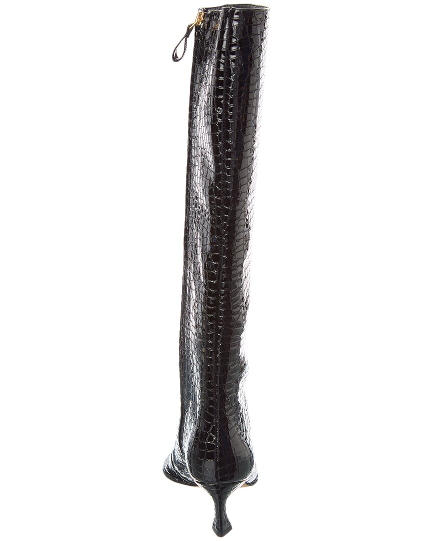 Alexandre Birman Croc-Embossed Patent Knee-High Boot