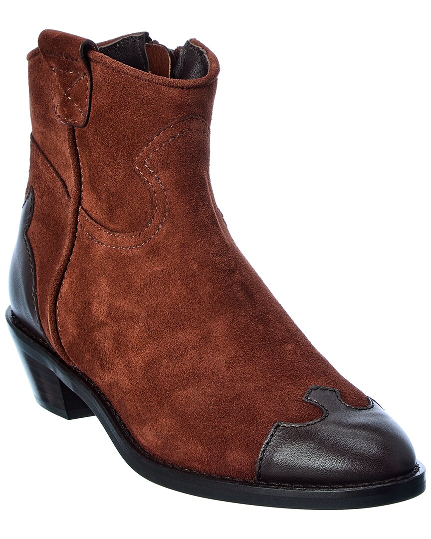 See By Chloe Suede & Leather Bootie Brown Multi
