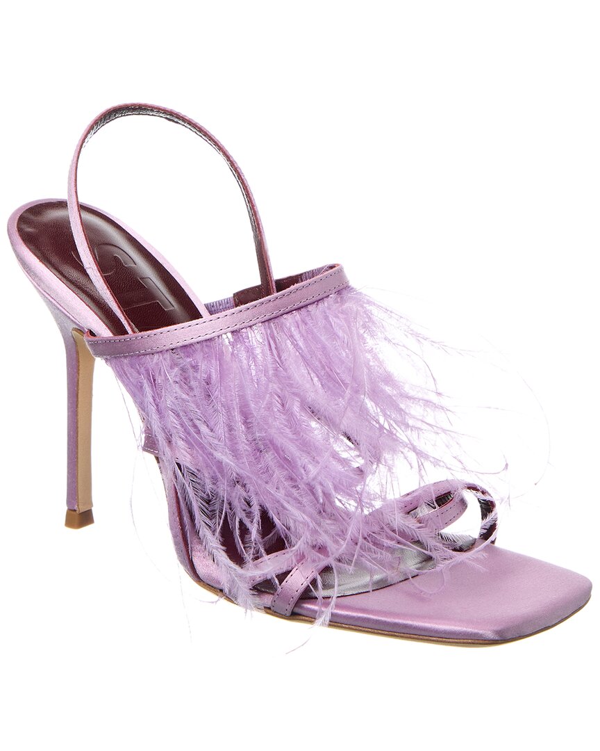 Staud Anise Feather Satin Slingback Sandal Purple