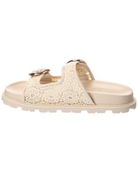 Stuart Weitzman Benni Crochet & Leather Sport Slide