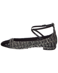 Stuart Weitzman Eden Strap Tweed & Patent Flat
