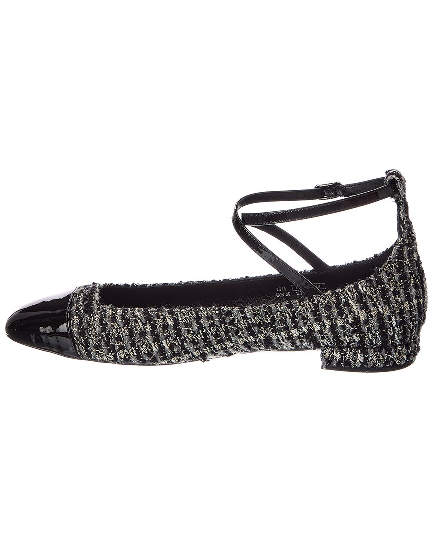 Stuart Weitzman Eden Strap Tweed & Patent Flat