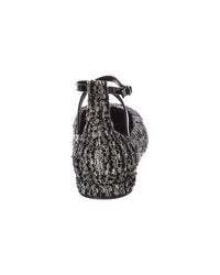 Stuart Weitzman Eden Strap Tweed & Patent Flat