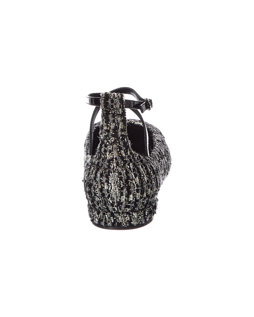 Stuart Weitzman Eden Strap Tweed & Patent Flat