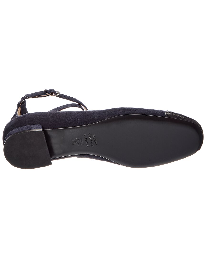 Stuart Weitzman Eden Strap Suede & Leather Flat
