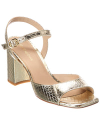 Stuart Weitzman Tia 75 Block Snake-Embossed Leather Sandal