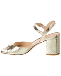 Stuart Weitzman Tia 75 Block Snake-Embossed Leather Sandal