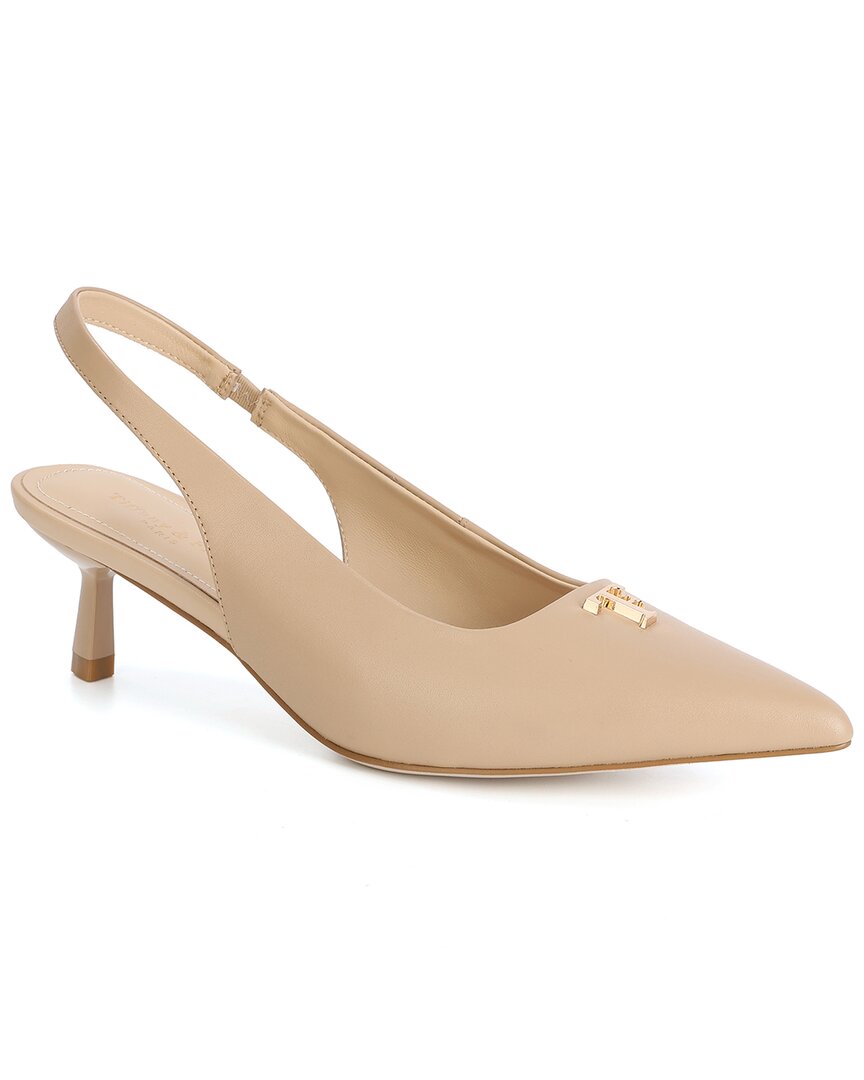 Tiffany & Fred Paris Leather Slingback Kitten Heel Pump Beige