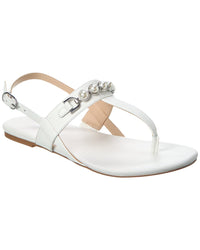 Stuart Weitzman Perla T-Strap Leather Sandal 6 White