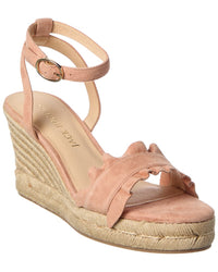 Jack Rogers Jack Rogers Rozette Ruffle Wedge Suede Sandal