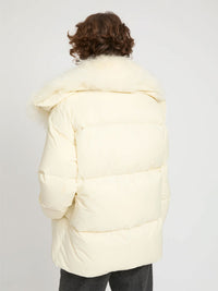 YVES SALOMON Ys Army Collection: Mid-Length Down Jacket With Removable Bib And Lambswool Trim Women