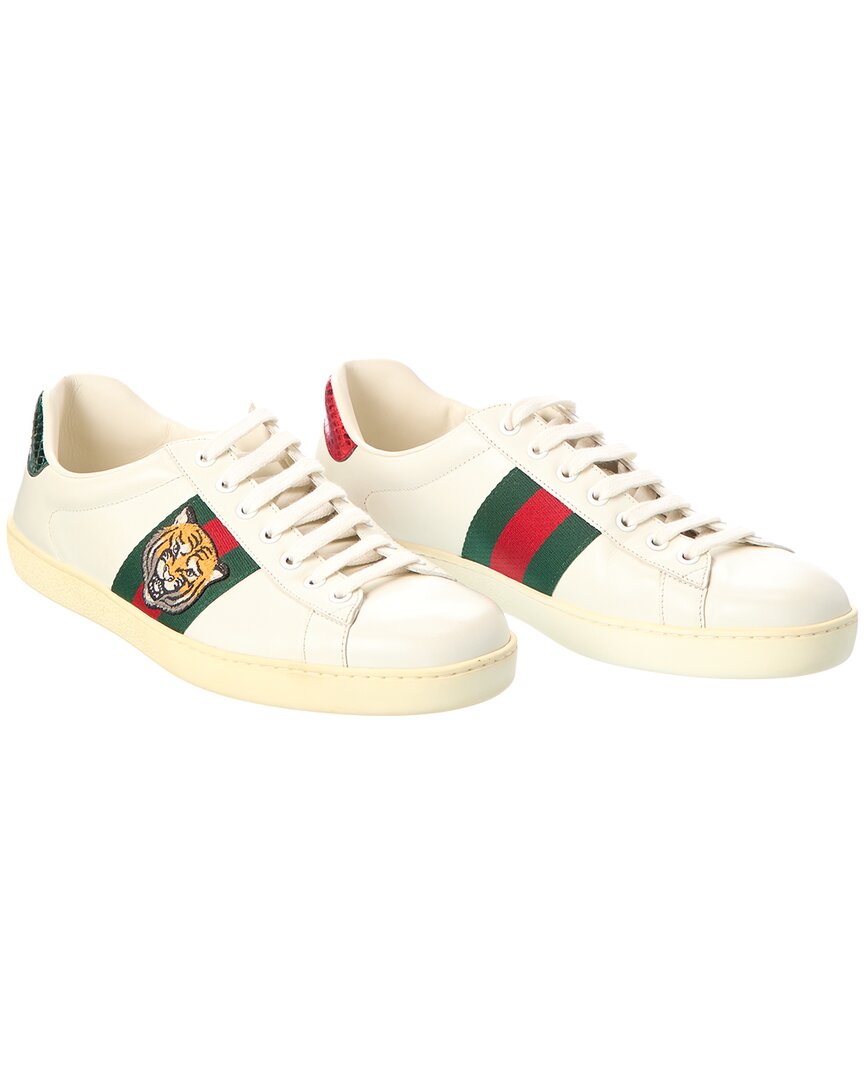 Gucci Gucci Ace Embroidered Tiger Leather Sneaker