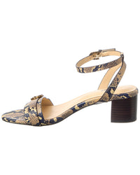 L’Agence Hughette Snake-Embossed Leather Sandal