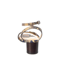 L’Agence Hughette Snake-Embossed Leather Sandal