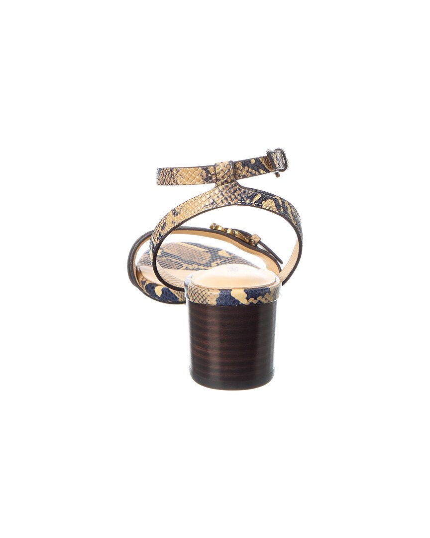 L’Agence Hughette Snake-Embossed Leather Sandal