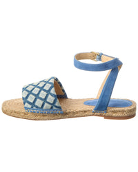 L’Agence Grece Ankle Strap Denim & Suede Sandal