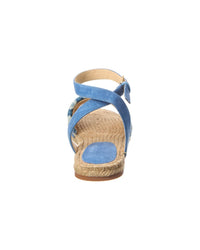 L’Agence Grece Ankle Strap Denim & Suede Sandal