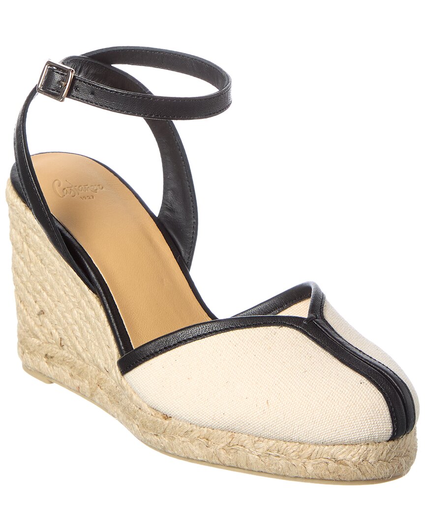 Castañer Cecilia Canvas & Leather Wedge Sandal