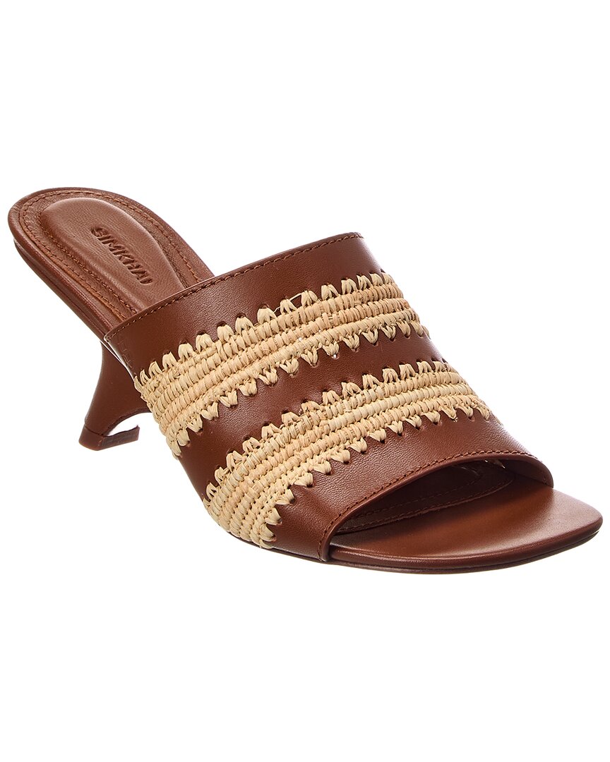 Simkhai Shadow Mule Raffia & Leather Sandal