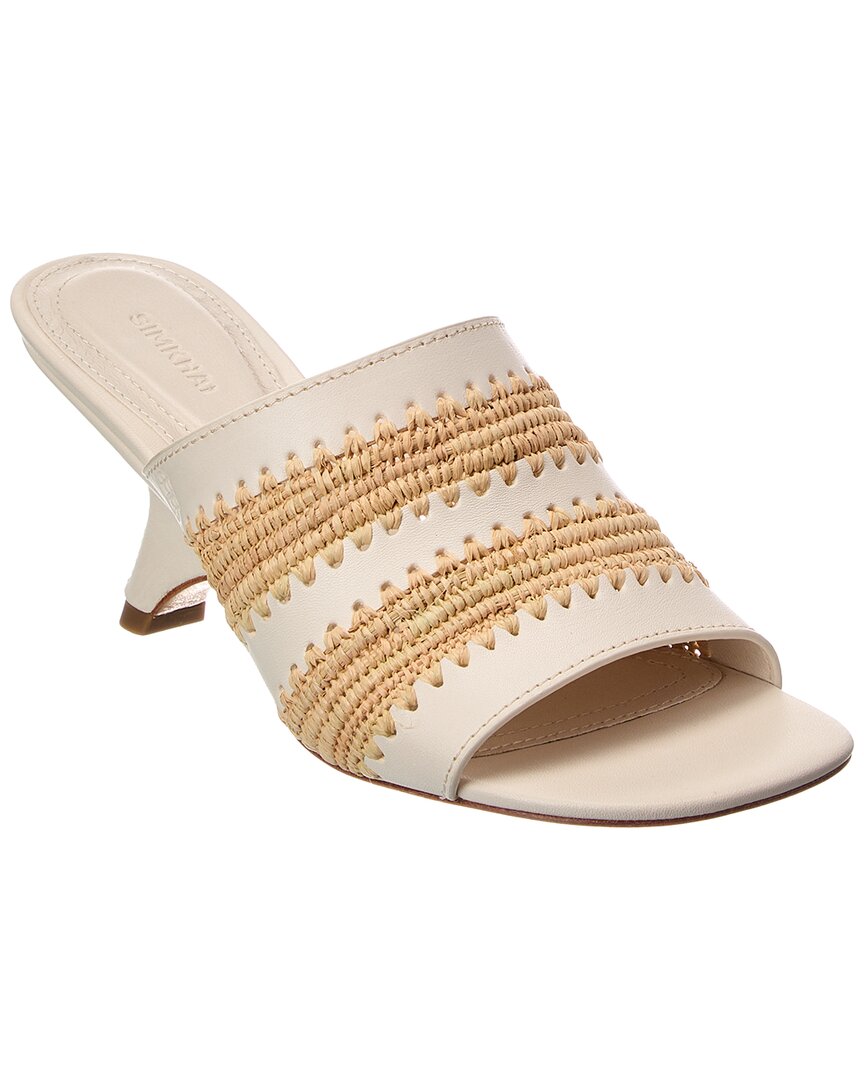 Simkhai Shadow Mule Raffia & Leather Sandal