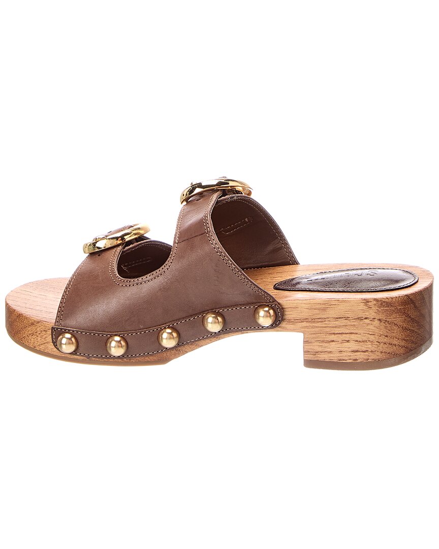 Schutz Juno Mid Block Leather Sandal