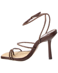 Schutz Kaya Straw High Stiletto Leather Sandal