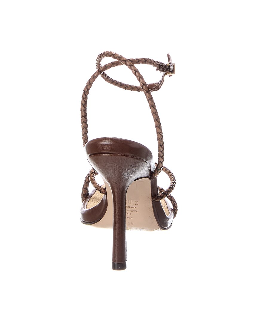Schutz Kaya Straw High Stiletto Leather Sandal