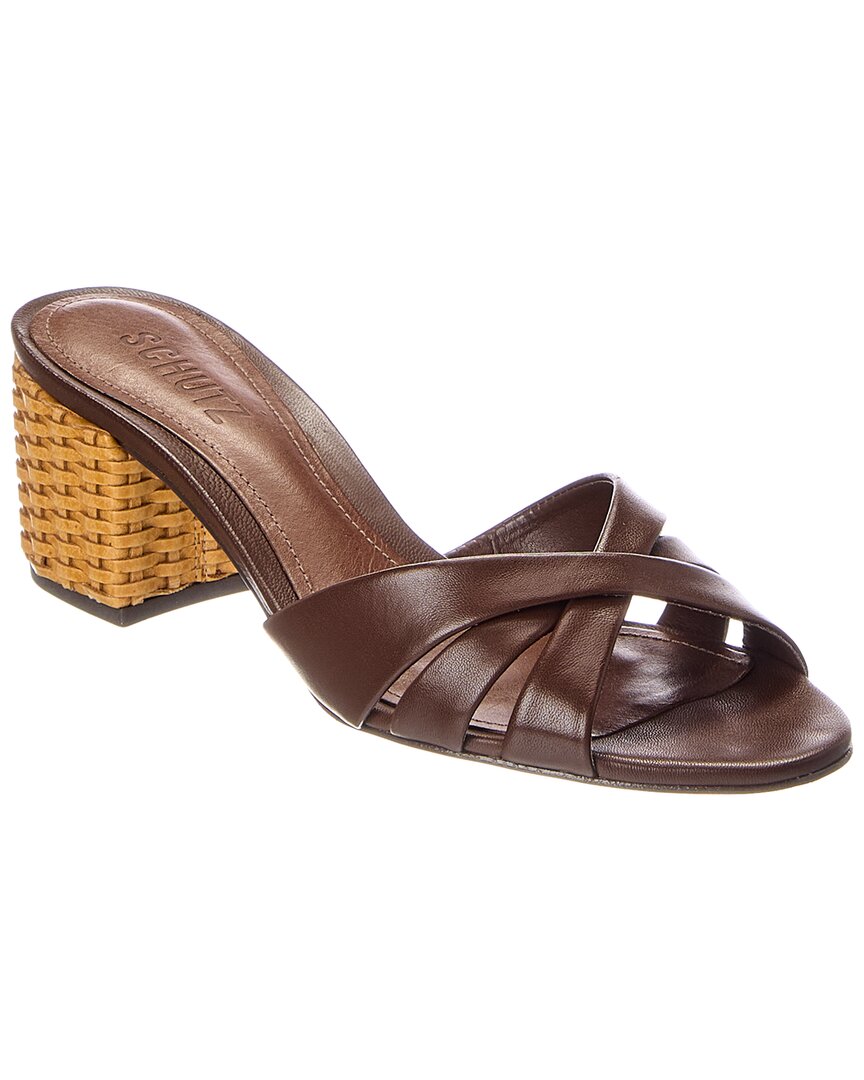 Schutz Keefa Straw Leather Sandal