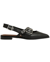 Reiss Lois Flat Buckle Leather Mule