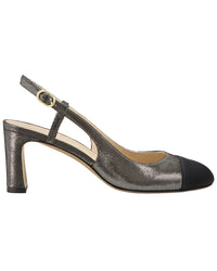 Stuart Weitzman Stuart Weitzman Babette Cap-Toe Leather & Grosgrain Slingback 60 Pump