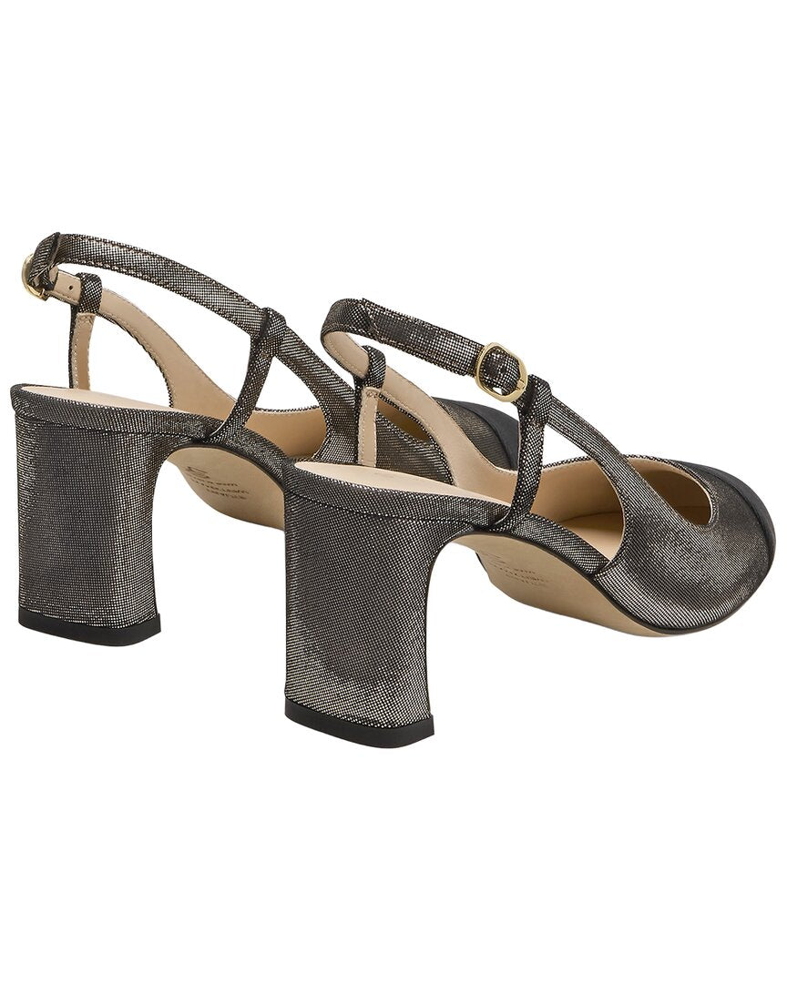 Stuart Weitzman Stuart Weitzman Babette Cap-Toe Leather & Grosgrain Slingback 60 Pump