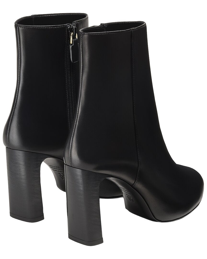 Stuart Weitzman Babette Platform Zip Leather Bootie