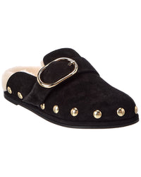 Stuart Weitzman Stuart Weitzman Studded Suede & Shearling Mule