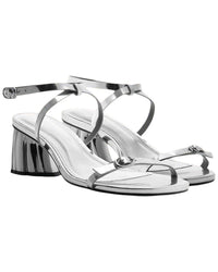 FARM Rio Farm Rio Silver Monstera Heel Scallop Leather Sandal