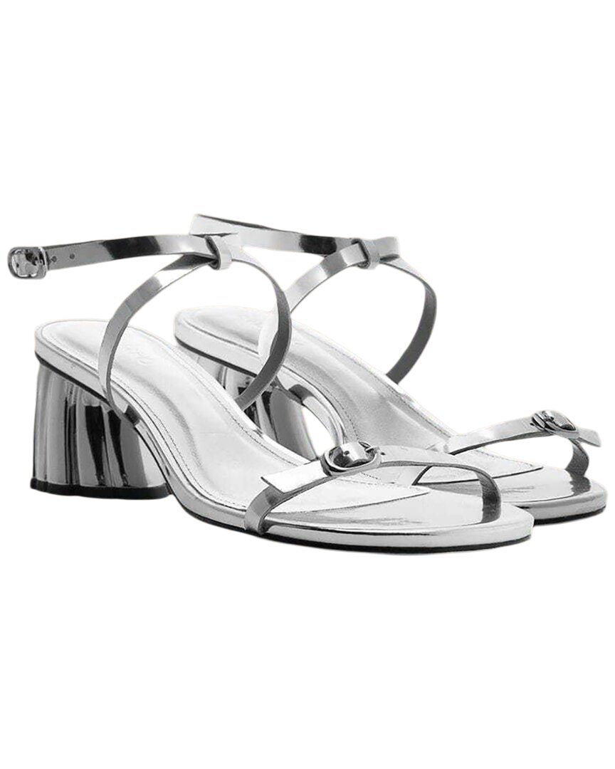 FARM Rio Farm Rio Silver Monstera Heel Scallop Leather Sandal