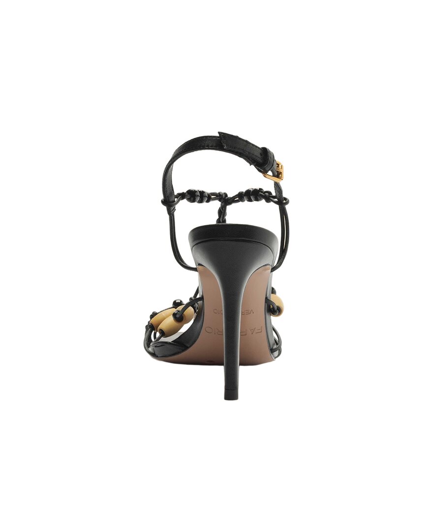 FARM Rio Farm Rio Black High Heel Beads Leather Sandal
