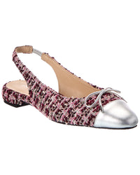 Stuart Weitzman Stuart Weitzman Sleek Bow Tweed Slingback Flat