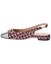 Stuart Weitzman Stuart Weitzman Sleek Bow Tweed Slingback Flat