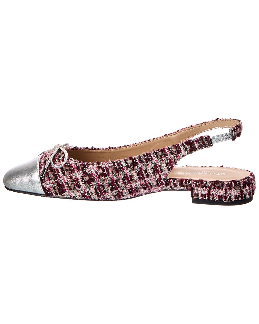 Stuart Weitzman Stuart Weitzman Sleek Bow Tweed Slingback Flat