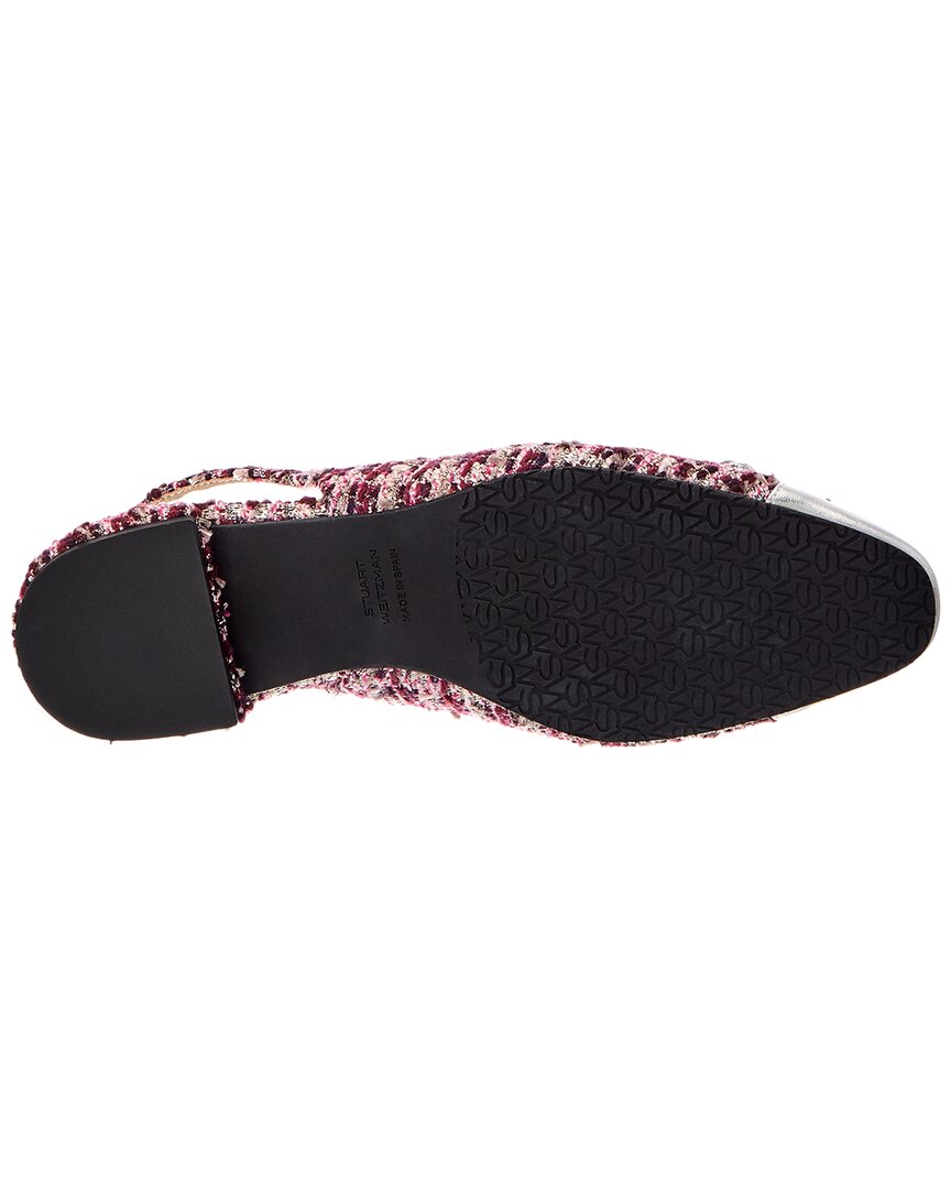 Stuart Weitzman Stuart Weitzman Sleek Bow Tweed Slingback Flat