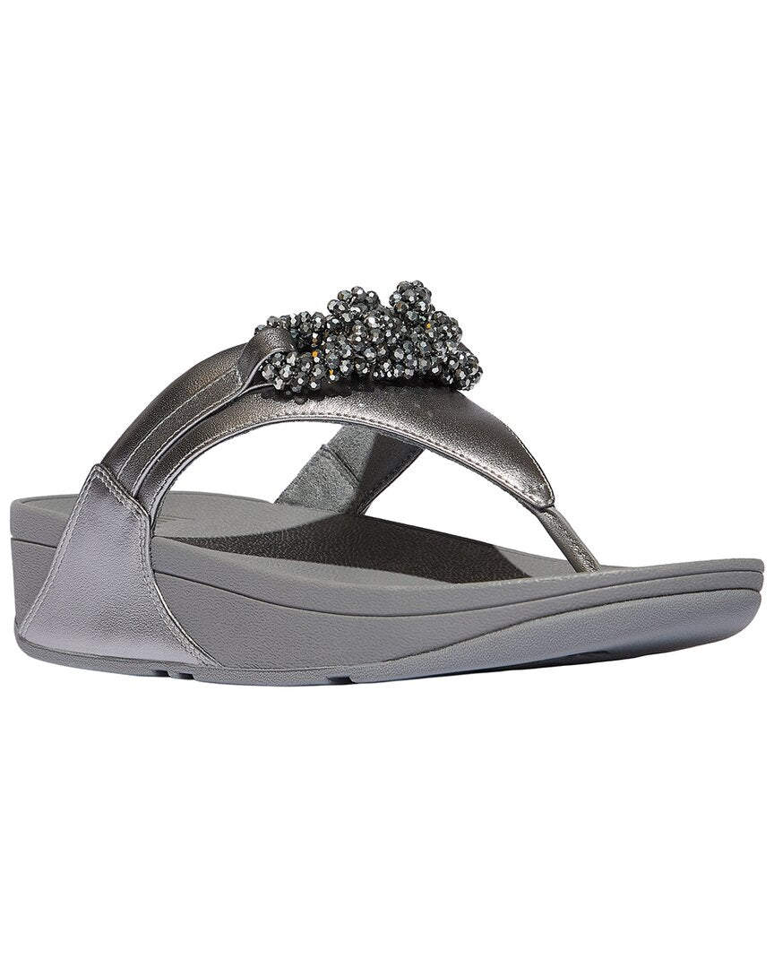 Fitflop Lulu Beaded Chain Leather Toe Post Sandal