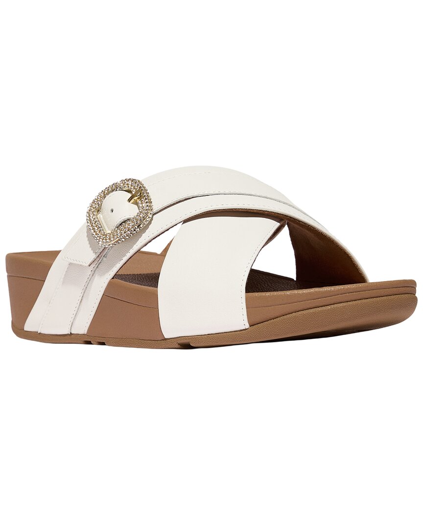 Fitflop Lulu Crystal Buckle Leather Cross Slide