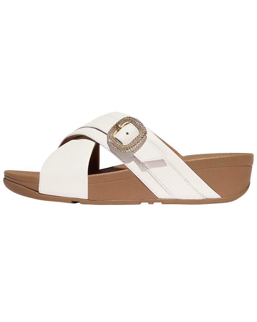 Fitflop Lulu Crystal Buckle Leather Cross Slide