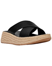 Fitflop F-Mode Espadrille Leather Flatform Cross Slide