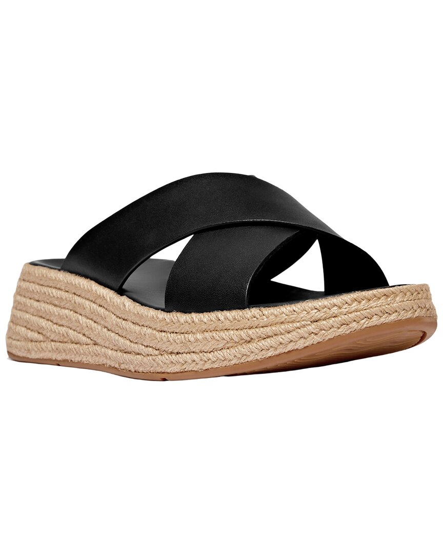 Fitflop F-Mode Espadrille Leather Flatform Cross Slide