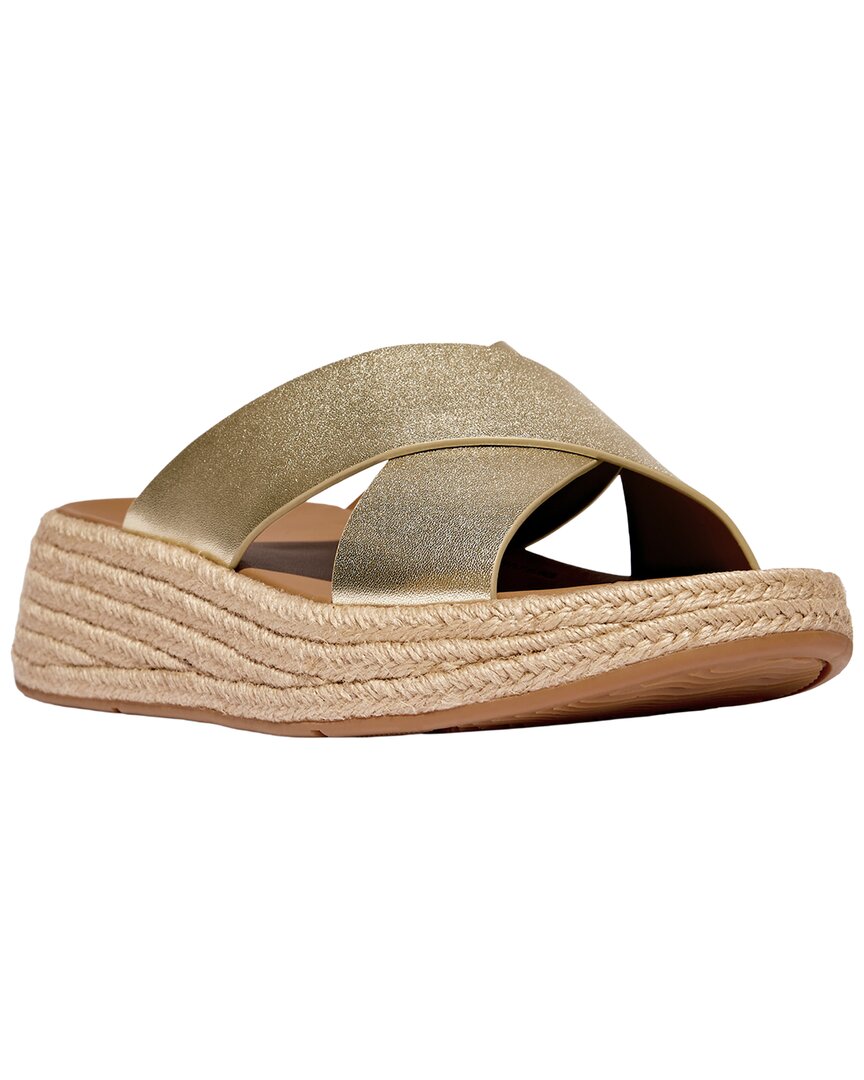 Fitflop F-Mode Espadrille Leather Flatform Cross Slide