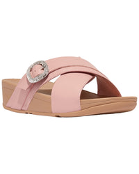 Fitflop Lulu Crystal Buckle Leather Cross Slide