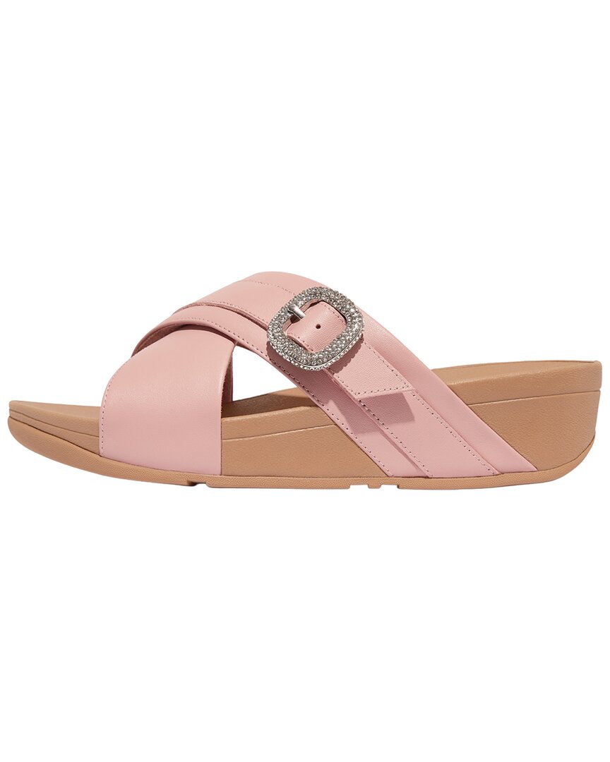 Fitflop Lulu Crystal Buckle Leather Cross Slide