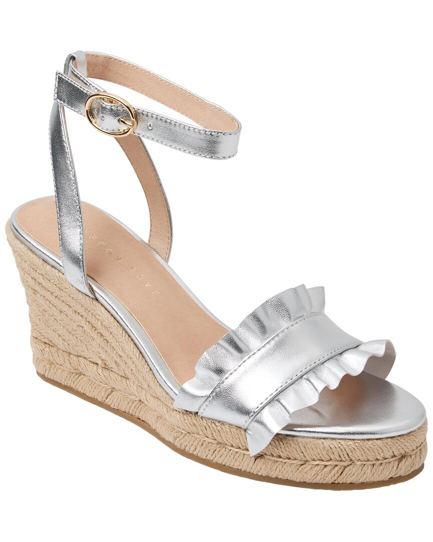 Jack Rogers Jack Rogers Rozette Ruffle Wedge Leather Sandal